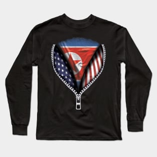 North Korean Flag  North Korea Flag American Flag Zip Down - Gift for North Korean From North Korea Long Sleeve T-Shirt